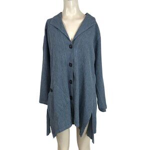 MILL VALLEY - WOMEN'S M/L - BLUE LAGENLOOK BOHO BUTTON UP LONG SAILOR SHIRT TOP